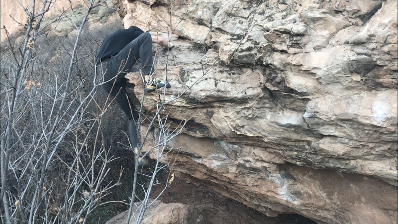 Finish it out with an easy top out on the prow of the boulder.