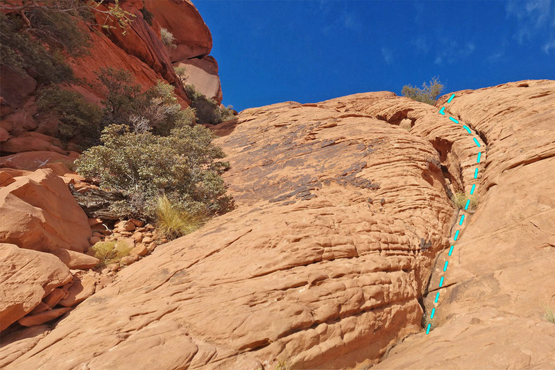 the gully for the Left Gully variation of Stone Sweet Ridge route