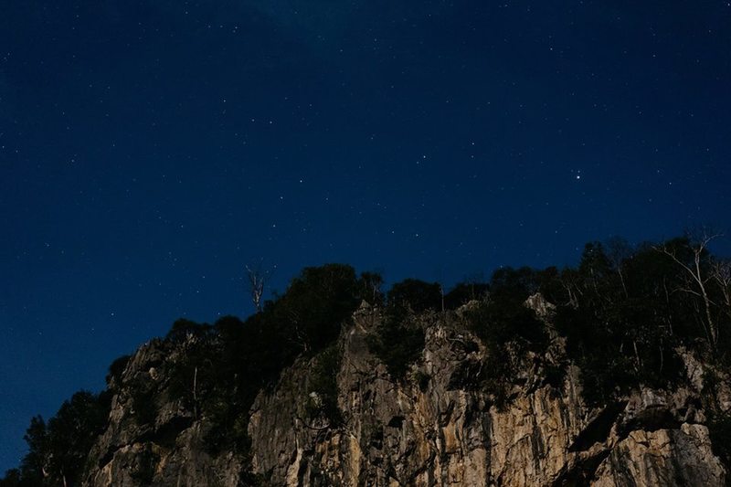 Upper River wall at night