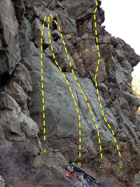 Greg Hand standing on the Sisyphus Boulder after the "new" FA of Sea Anemone.
<br>
<br>
A. Box Jellyfish.
<br>
B. Don't Touch This.
<br>
C. Sea Anemone.
<br>
D. Great Barrier Reef.