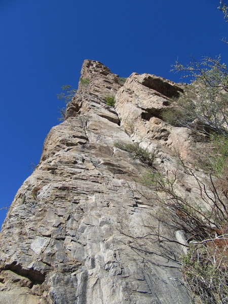 Besa me Much, Lolita hugs the arete. Besa me tops out just out of sight, Lolita goes past about this same amount.