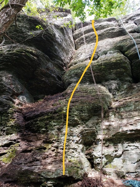Climb straight up the center of the face.