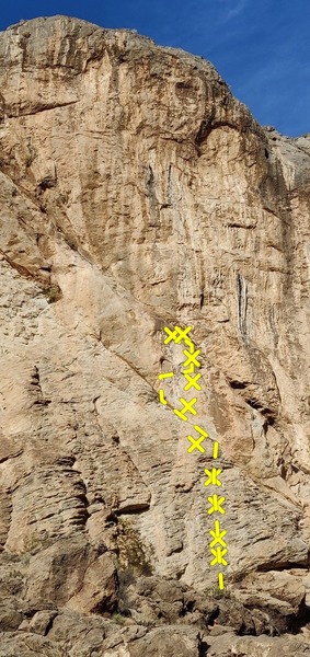 A young Tommy Caldwell's route Sun Dog (5.11b)