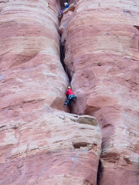Pitch 3. (Photo taken by my dad on the ground below.)