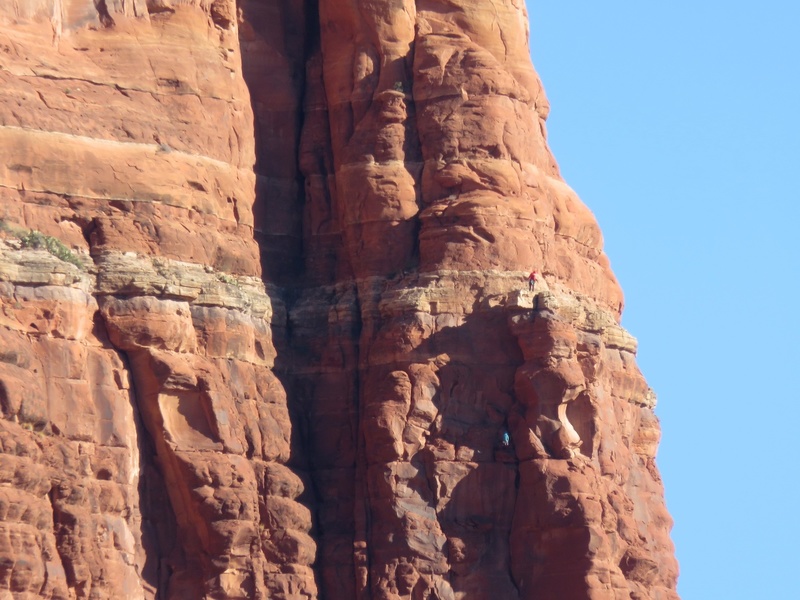 Photo taken of climbers on Pitch 3 (my dad took this photo as my sister and I climbed the route).