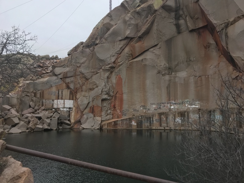 very deep pool, lots of graffiti and popped rafts floating around.