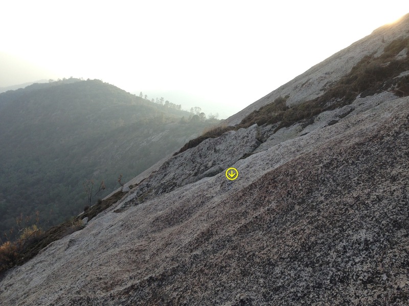 Location of first rappel anchor.