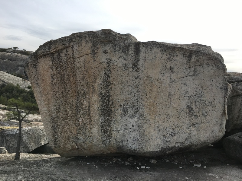 Bunny Block. VProject (left arete), Mission impossible 7/8 middle left face, Mission improbable v5 middle right face, Mission Arete V0 right arete.