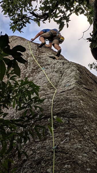 Climber about to finish route