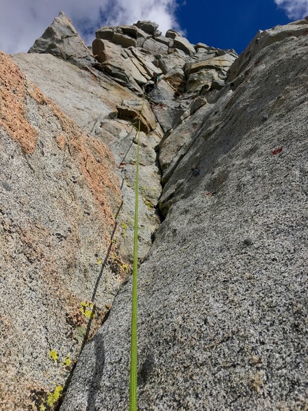 Groovy upper section of the first pitch. Look for Giselle at the belay.