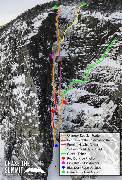 This photo topo was a joint effort between Dave Dillon of Chase the Summit and myself. A detailed route guide is here: https://northeastalpinestart.com/2019/01/10/route-guide-climbing-the-black-dike/
