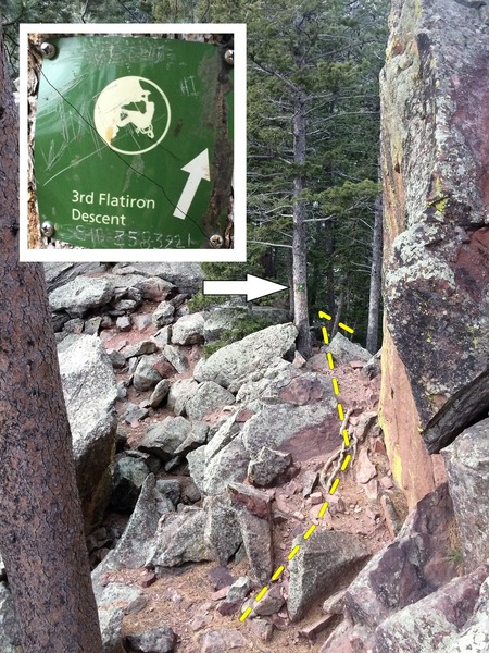 The start of the descent trail from the third (72') rappel landing zone.