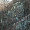 View of Walker Thumb from the west. The circled area corresponds with other photo showing inverted staircase feature.