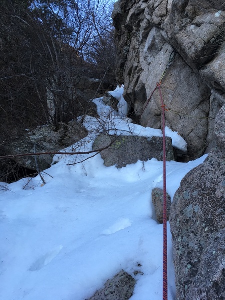 The decent/ascent back to the saddle can be hairy in winter. Be prepared
