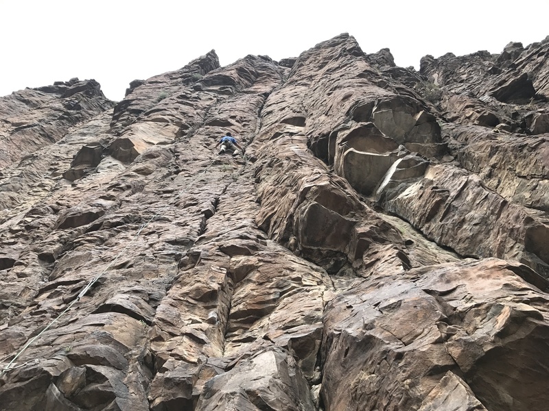 A bit of an overview shot of "Hell Boy." The route sits right in the middle of the two distinct roof sections.