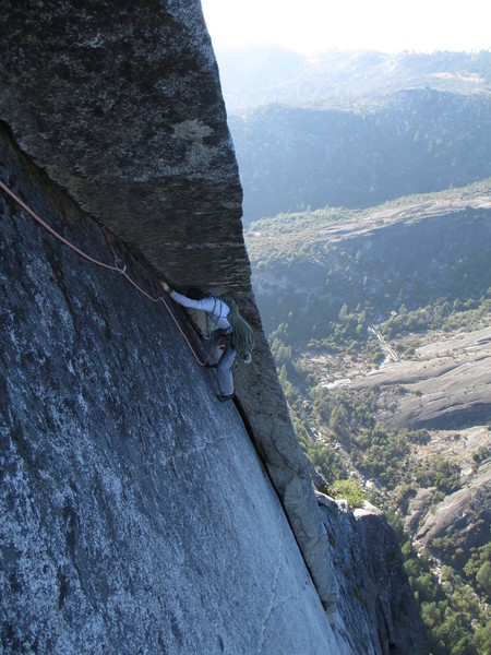 Finishing the final traverse on Pitch 10 of the Karakoram Highway.