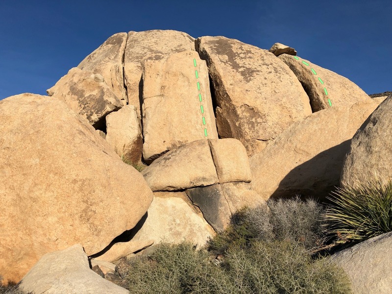 The west side of Conrad rock, Medicinal Marijuana on the left and Paco on the right.