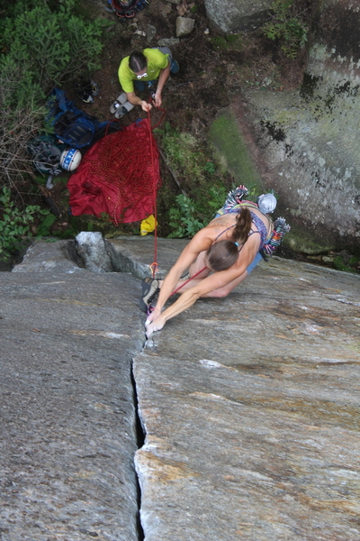 Allison Rooney with sequencey Beta through the crux; Photo by Nicholas Orton