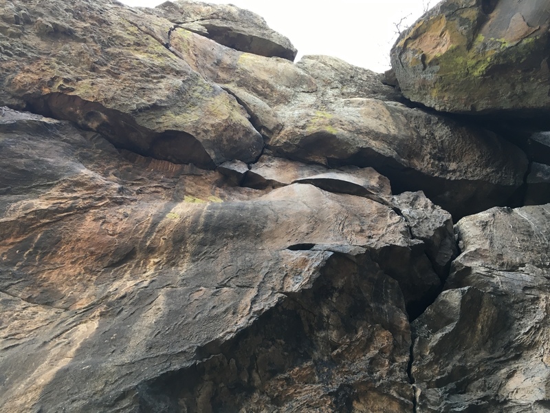 Looking up from the base of the route