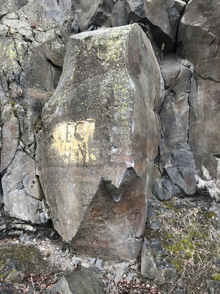 10ish foot tall “boulder” problem about 200 yards down from the restrooms on the left side of the road with a cool undercling low start on clean rock for vantage standard . Probably v3-6