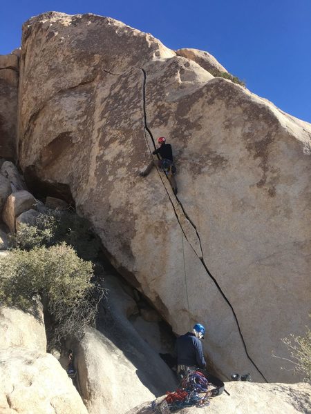 working up the crack.