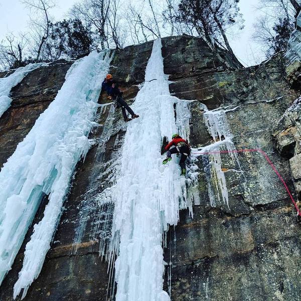 Just after the first traverse. Angela Limback photo, with Carter on a fixed line taking snaps for the grams above.