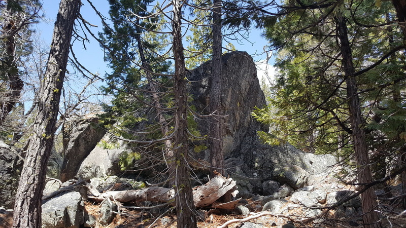 The highball east face of the 12-Bar Boulder (aka The BB KIng Face) approx 20' tall with a bad landing (unsent).