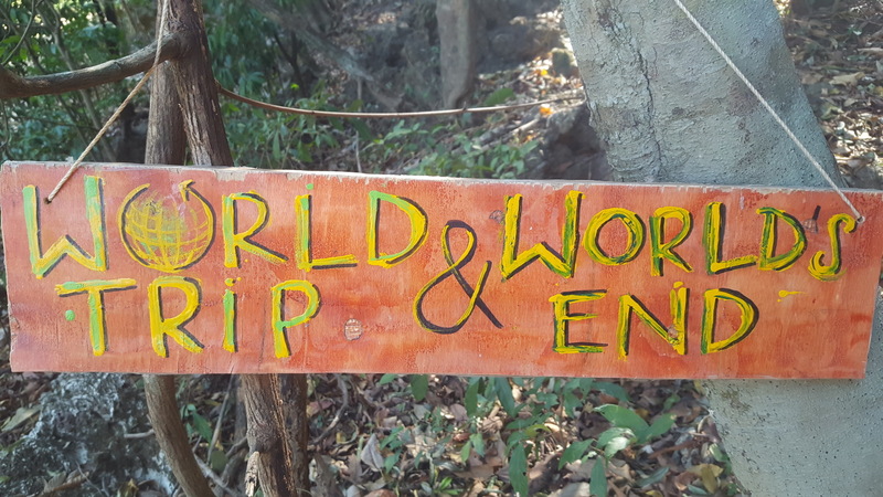 While walking down the road and keep an eye out for this sign to locate the trailhead for both worlds end and World trip.