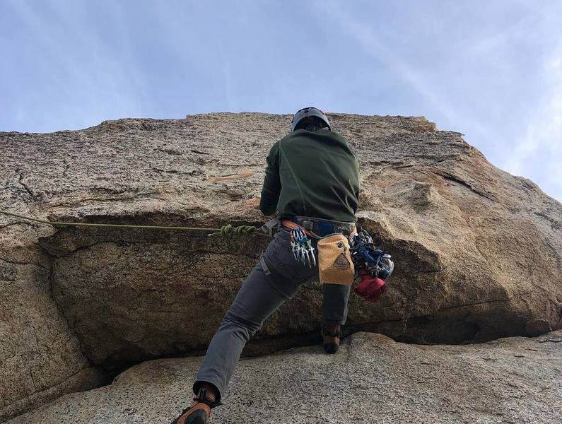 side traverse to climb the ledge and get to the second bolt