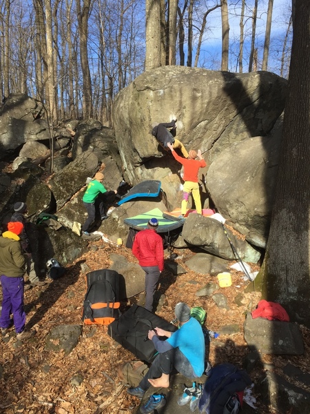 Haycock is the place to be on a sunny winter day. Brian taking a burn on Of Mice and Men.