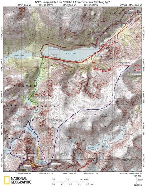 Approach map to Granite Peak.