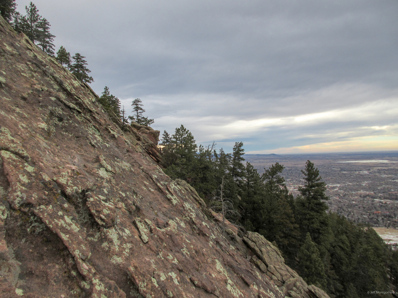 Below the jump on Freeway Ridge, looking north. Since you can't see this part of the rock from the bottom, I've included it as an indication of the rock up here. It does get smoother than this but still basically plentiful holds.