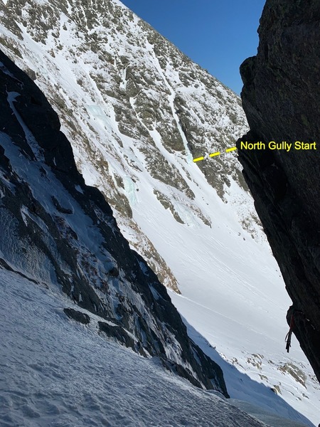 Great view of North Gully from the top of pitch 1 of Pinnacle Gully.