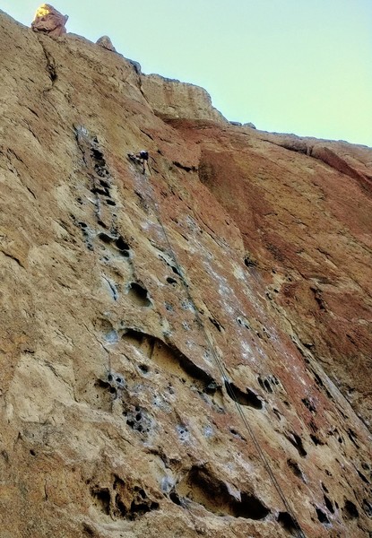 Five Gallon Buckets is on the left. Climber is at the top of The Outsiders.