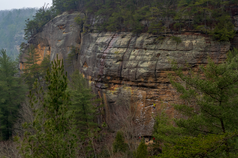 I think the climber is on Crazy Fingers 5.10c.