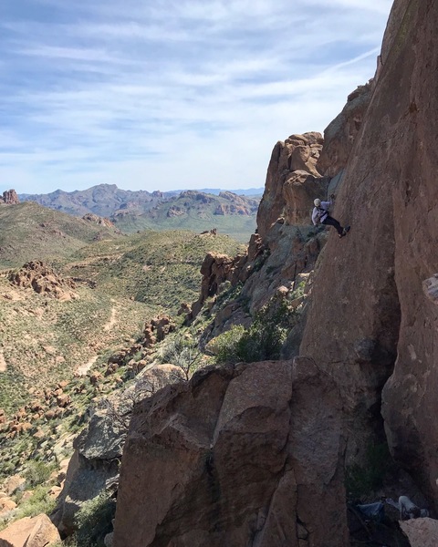 Rappelling down from the Bronc.