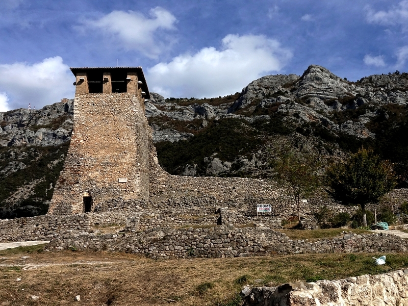Plenty of rock in the hills above the watch tower at Krujë Castle