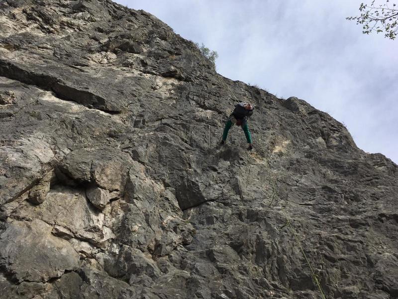 Line is where the rope is. photo of me on the way down.