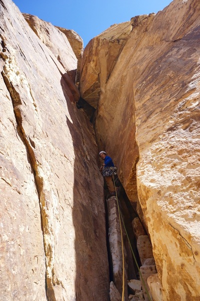 Starting up the first pitch, which turned out to be significantly more difficult than anticipated.