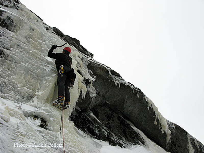 P2 of "The Golden Rule" WI2+ 800' at North Bald Cap