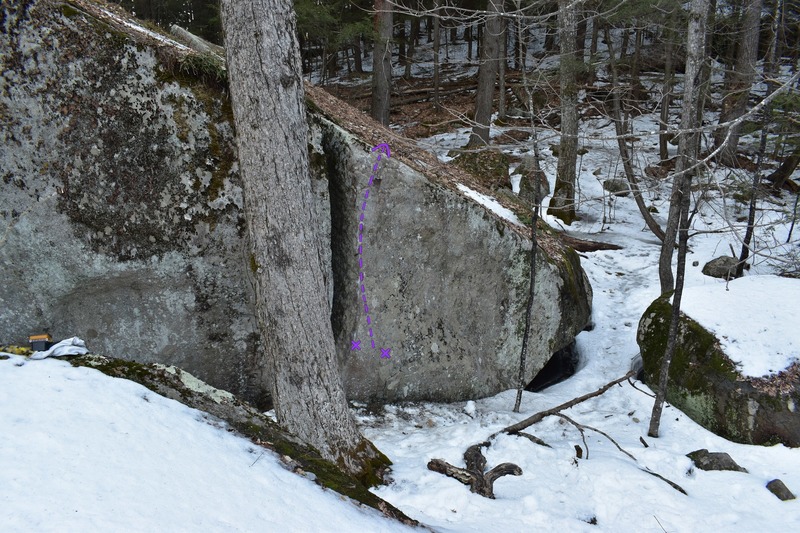 The short but fun arete. Top out needs a bit more cleaning. Couldn't access it well with ice and water run off.