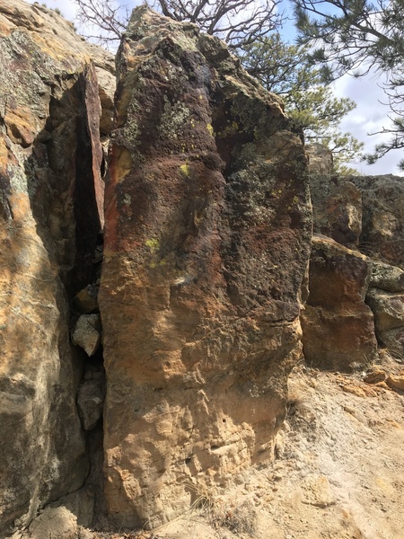 The front of the Lambda Boulder.