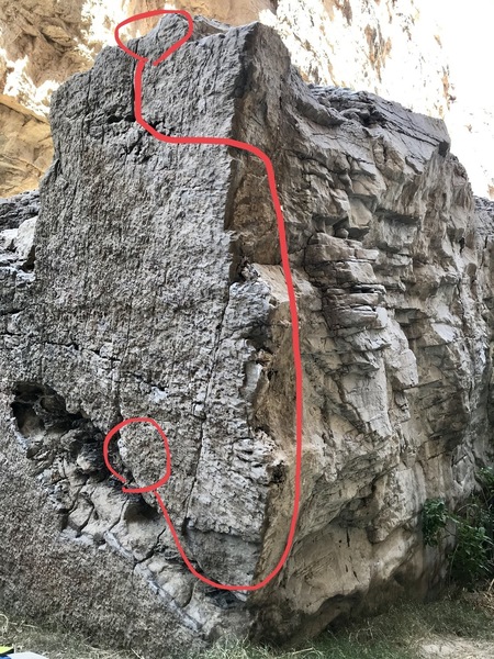 reaching around the Arete to finish is the crux!
<br>
Trust your right hand and lean out as much as possible.