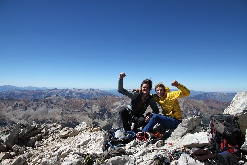 Chris Baldwin and I on Cap's summit. Success up the NW Butt!