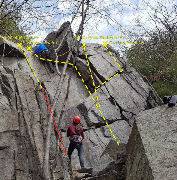Ships Prow climbs (the red is out of view).