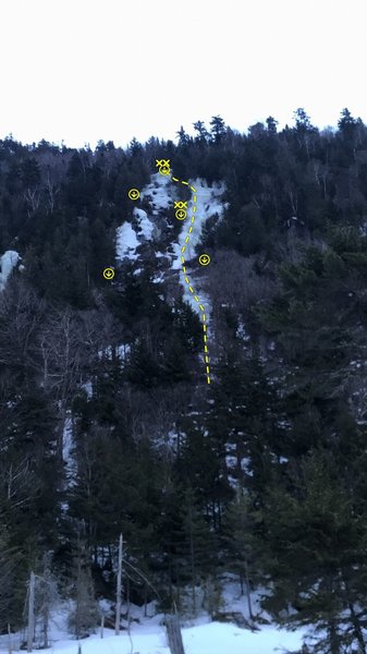 A look at Eye of the Needle from the pond. It's the first long route on your right as you enter the pond