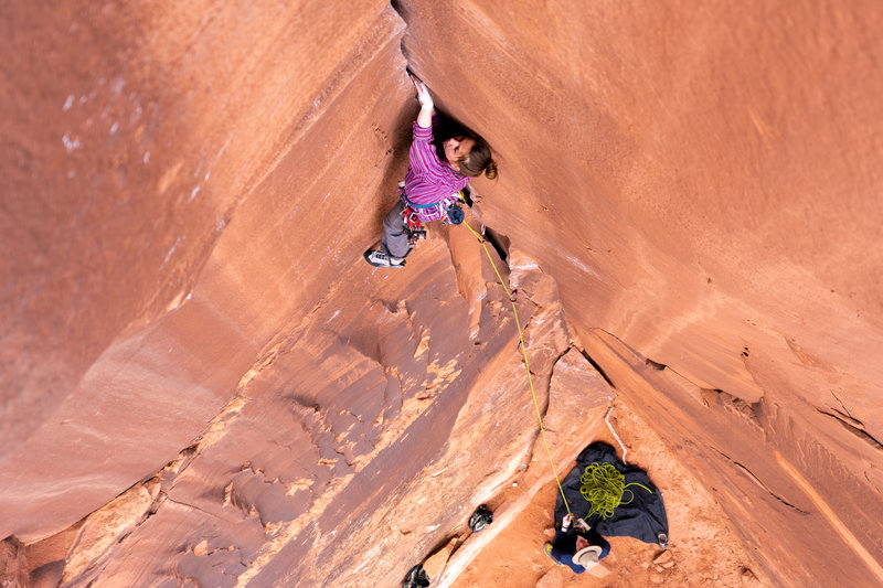 Natalie Garza making her way up. Photo by Will McKay