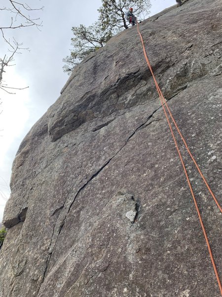 Aaron rapping down Beginner Slab to do a little top-roping.