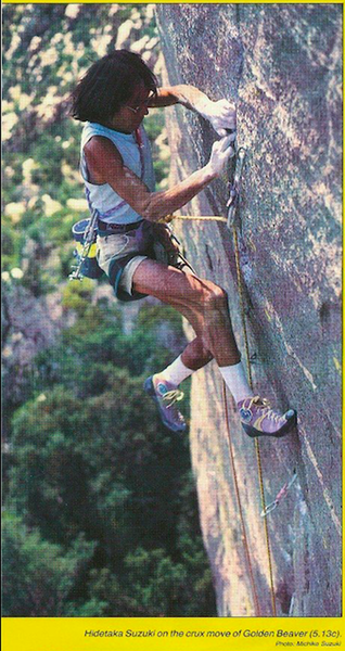 Pretty rad photo by Michiko Suzuki of Hidetaka who made first free ascent, think it deserves to be here.