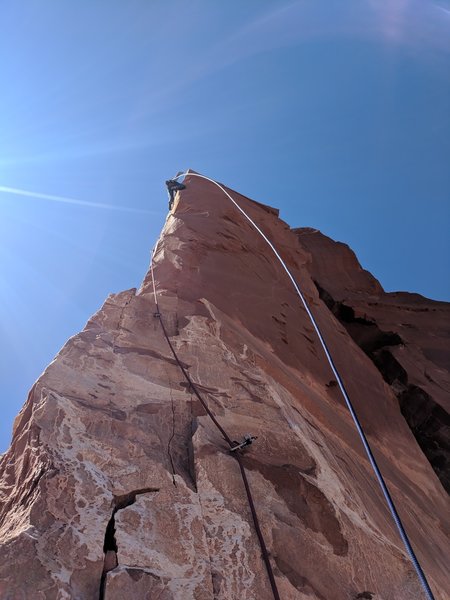 The crux pitch is this wild arete!